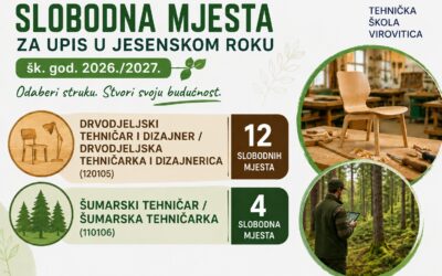 Slobodna mjesta za upis u 1. razred u jesenskom roku šk. god. 2026./2027.